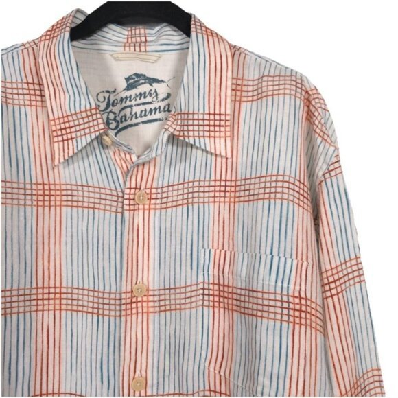 NWT Tommy Bahama 100% LINEN Men's Shirt Size XL WATERMARK Plaid LS ALFRESCO - Picture 5 of 14
